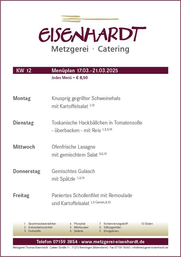 aktueller Menüplan