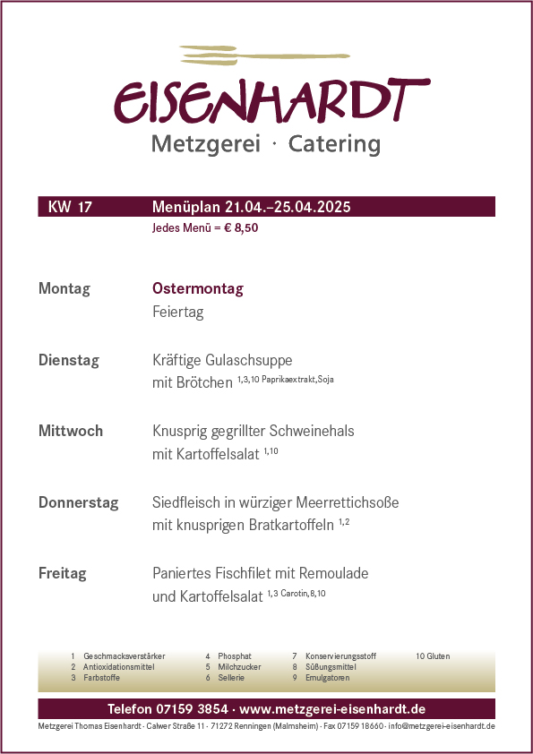 aktueller Menüplan