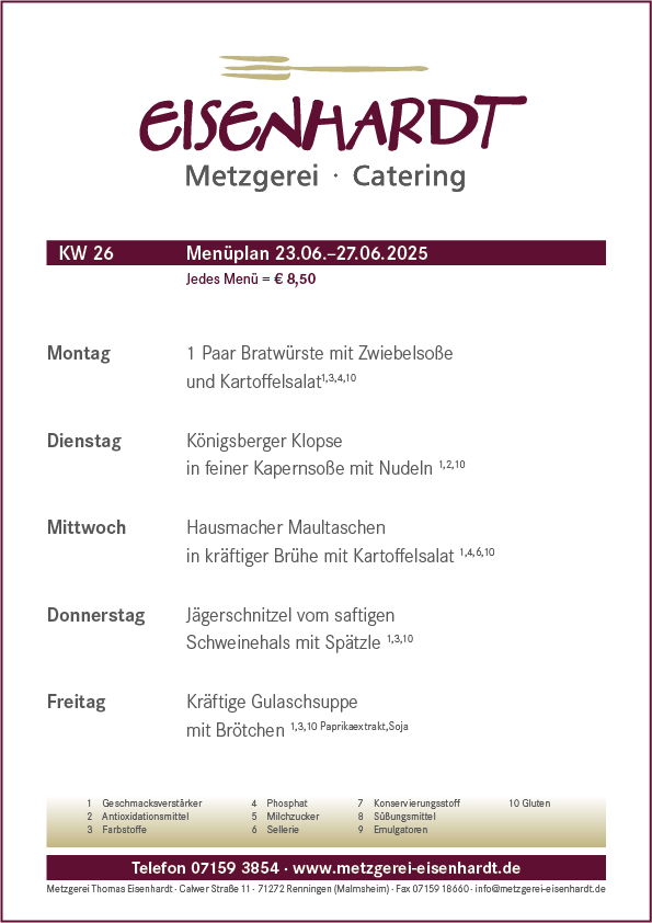 aktueller Menüplan